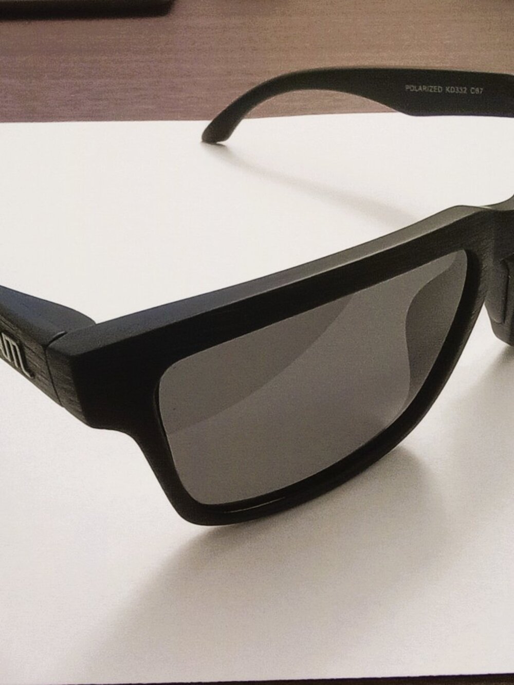 Kdeam Sunglasses Matte Woodgrain Finish Black Frame Grey Polarized Lens